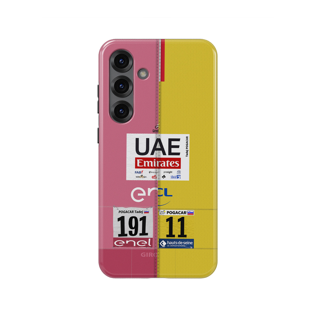 Tadej Pogačar 2024 Champion Phone Case | Yellow & Pink Jersey Design for Tour & Giro Fans