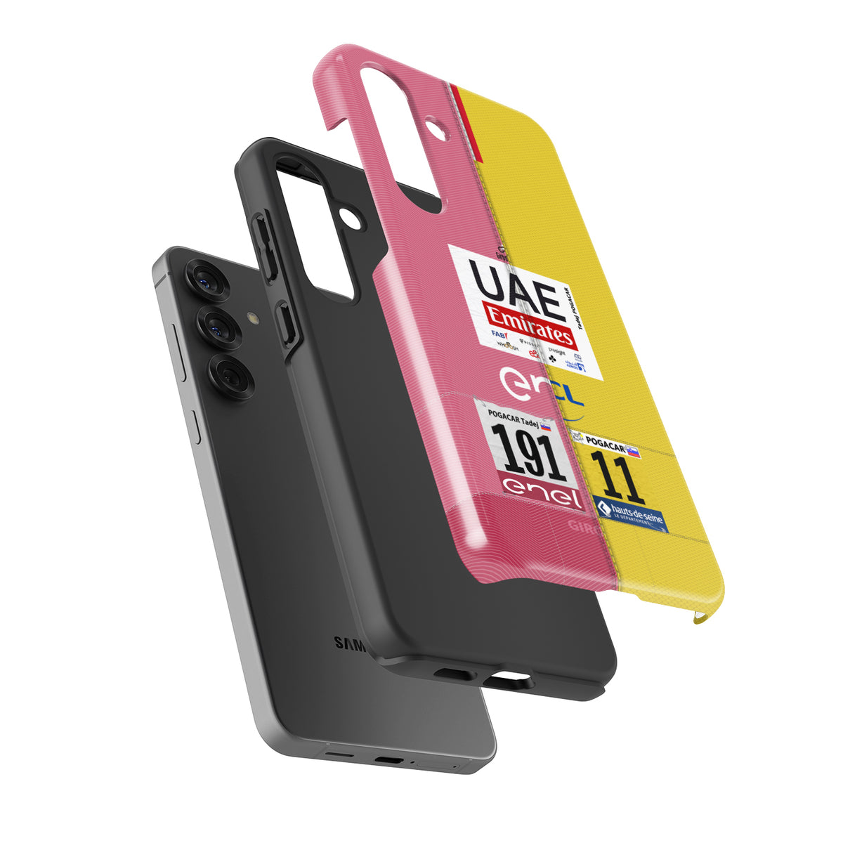 Tadej Pogačar 2024 Champion Phone Case | Yellow & Pink Jersey Design for Tour & Giro Fans