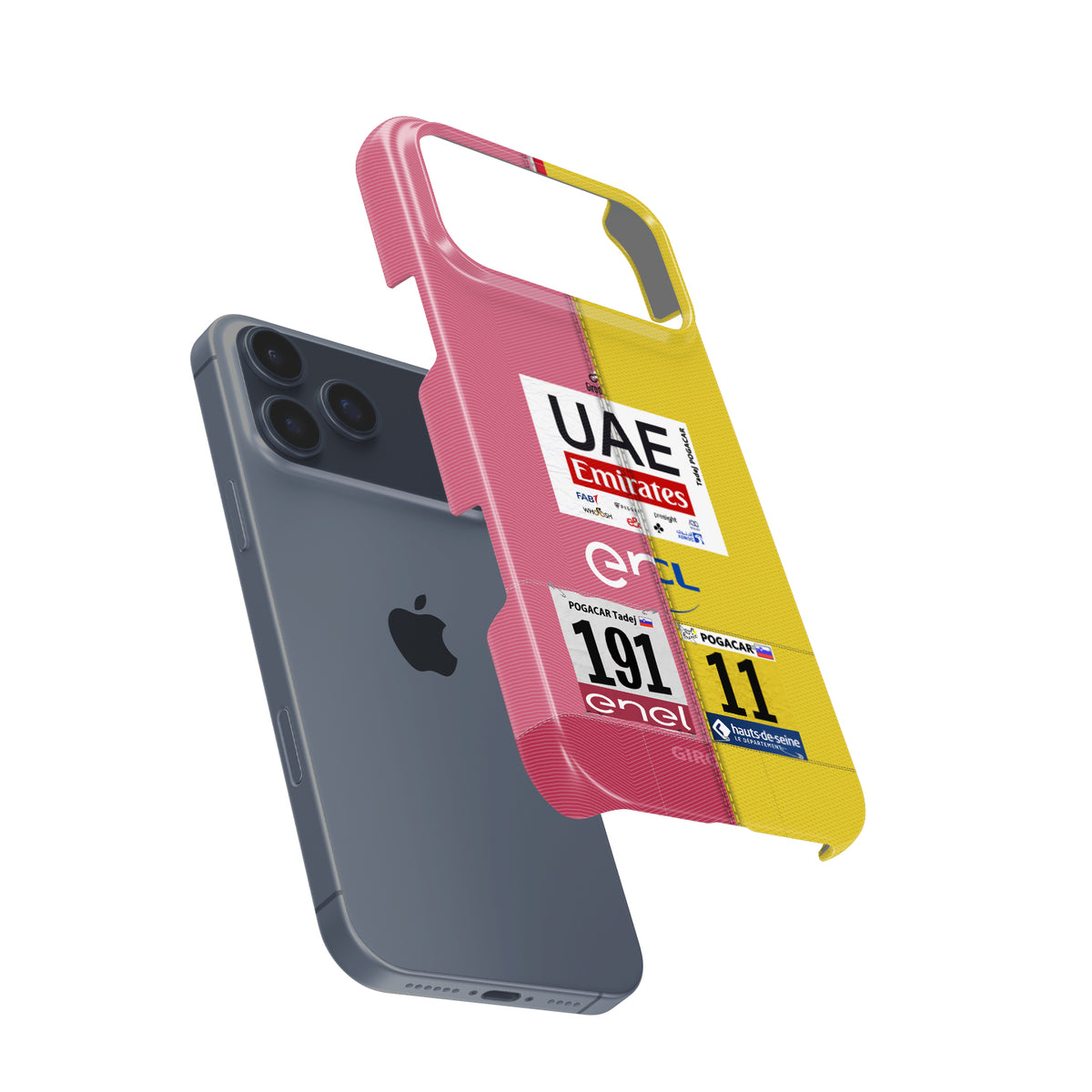 Tadej Pogacar 2024 Dual Triumph Yellow & Pink Jersey Phone Case by DIZZY