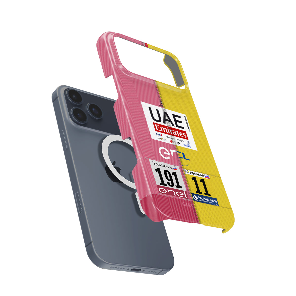 Tadej Pogacar 2024 Dual Triumph Yellow & Pink Jersey Phone Case by DIZZY