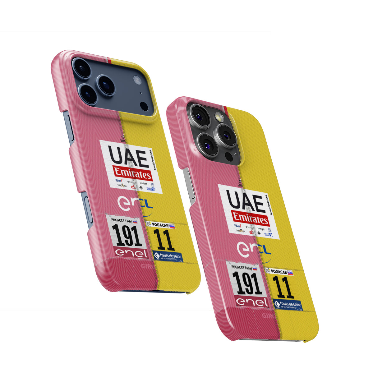 Tadej Pogacar 2024 Dual Triumph Yellow & Pink Jersey Phone Case by DIZZY