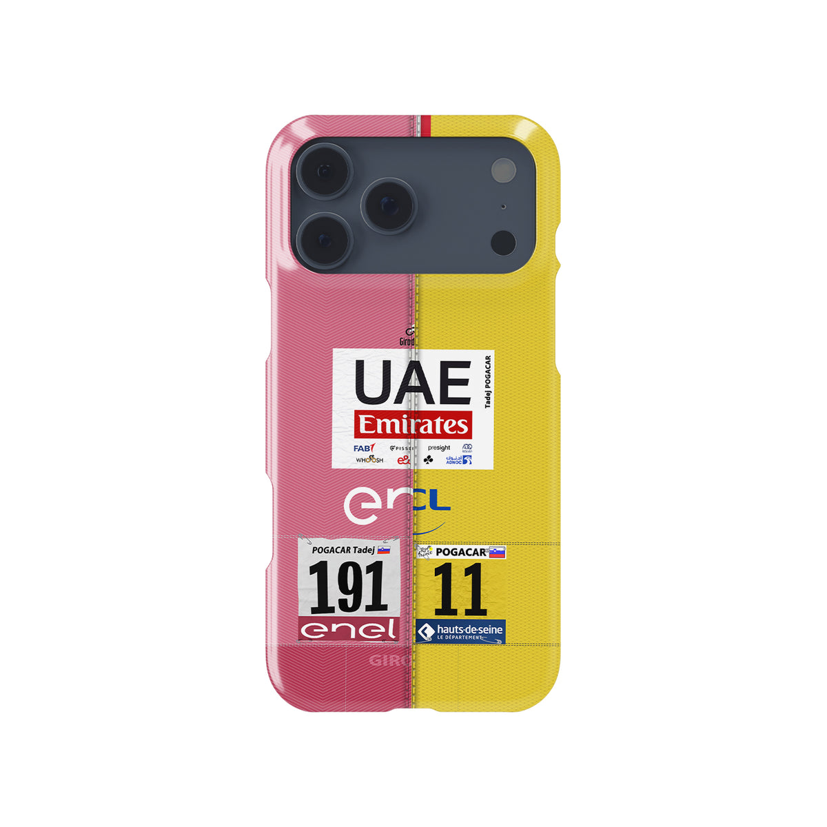 Tadej Pogacar 2024 Dual Triumph Yellow & Pink Jersey Phone Case by DIZZY