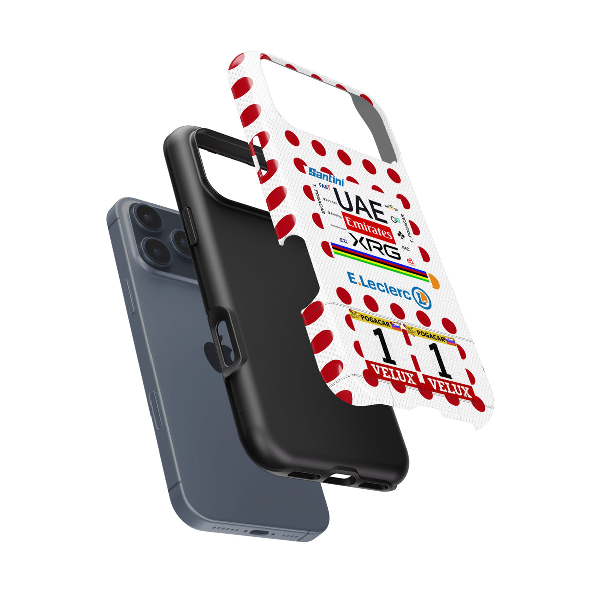 Tadej Pogačar 2025 Tour de France Polka Dot Jersey Phone Case – King of the Mountains Design (for iPhone)