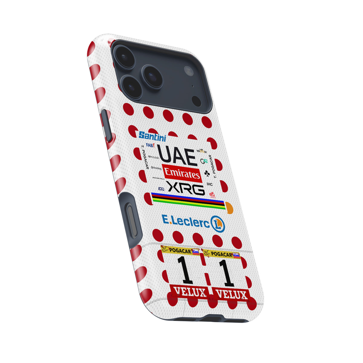 Tadej Pogačar 2025 Tour de France Polka Dot Jersey Phone Case – King of the Mountains Design (for iPhone)
