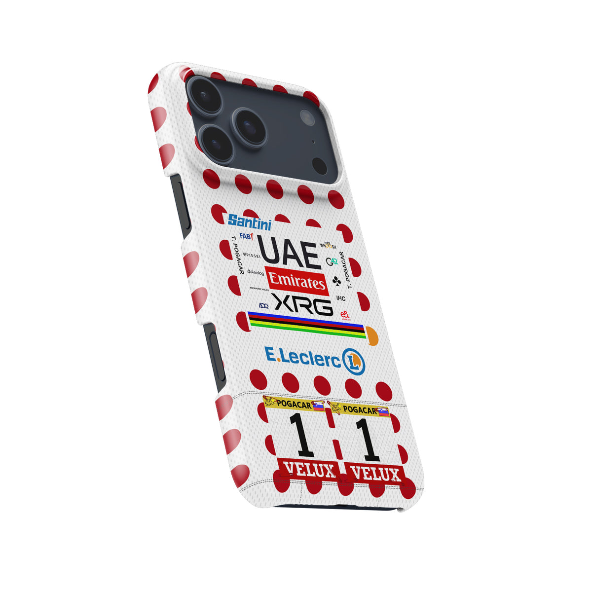 Tadej Pogačar 2025 Tour de France Polka Dot Jersey Phone Case – King of the Mountains Design (for iPhone)