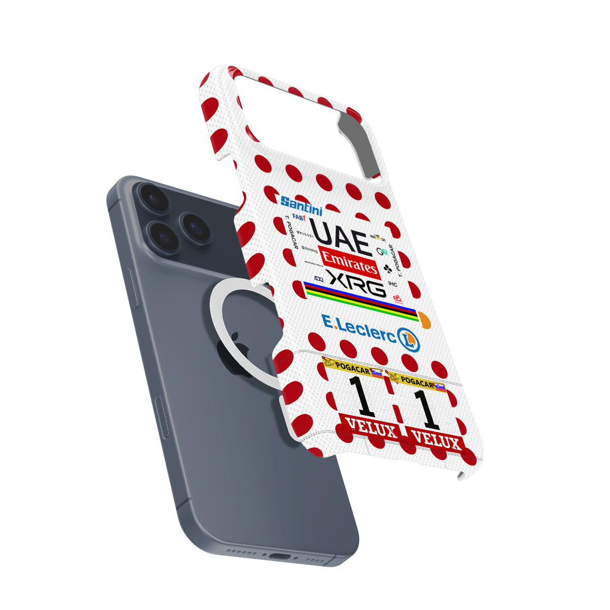 Tadej Pogačar 2025 Tour de France Polka Dot Jersey Phone Case – King of the Mountains Design (for iPhone)