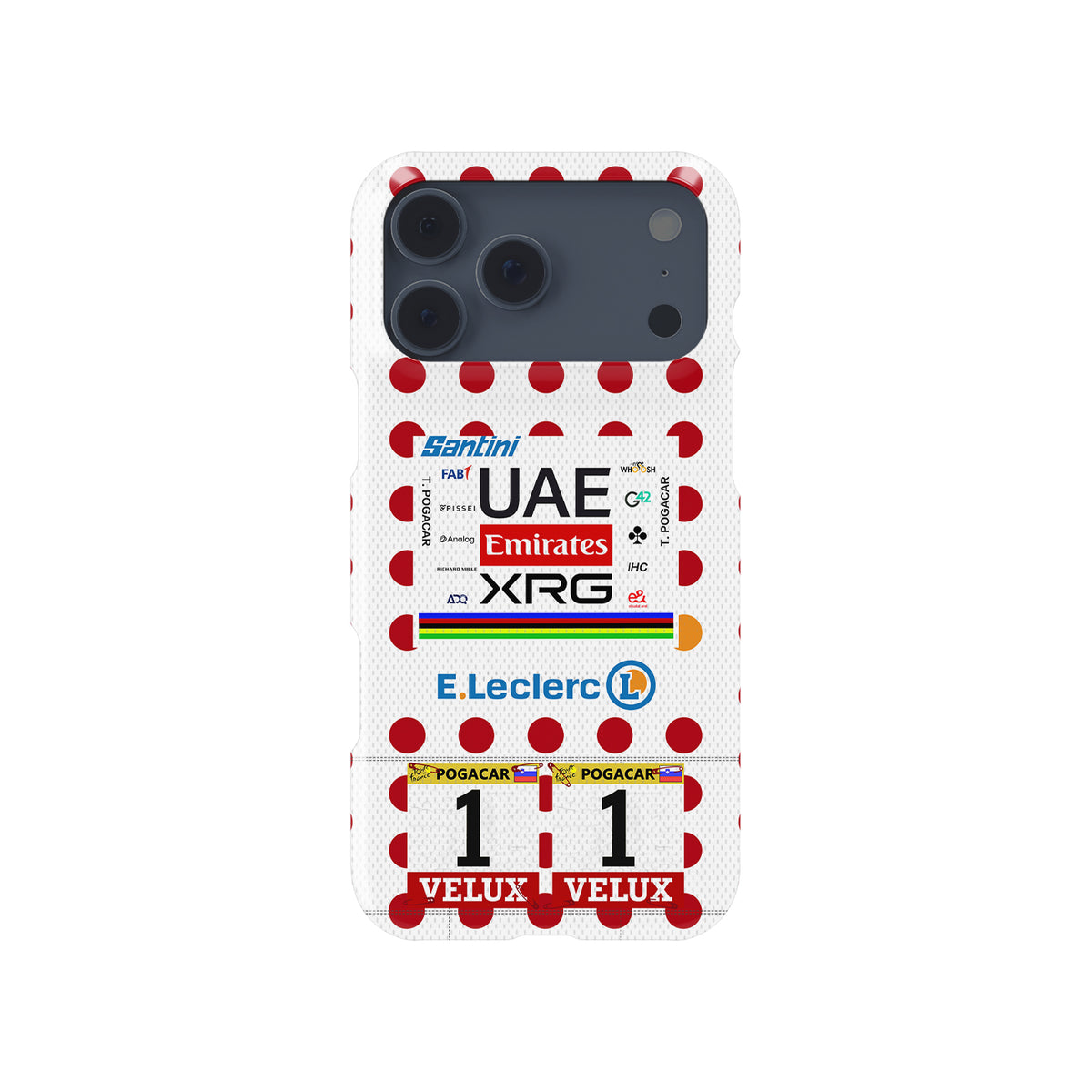Tadej Pogačar 2025 Tour de France Polka Dot Jersey Phone Case – King of the Mountains Design (for iPhone)