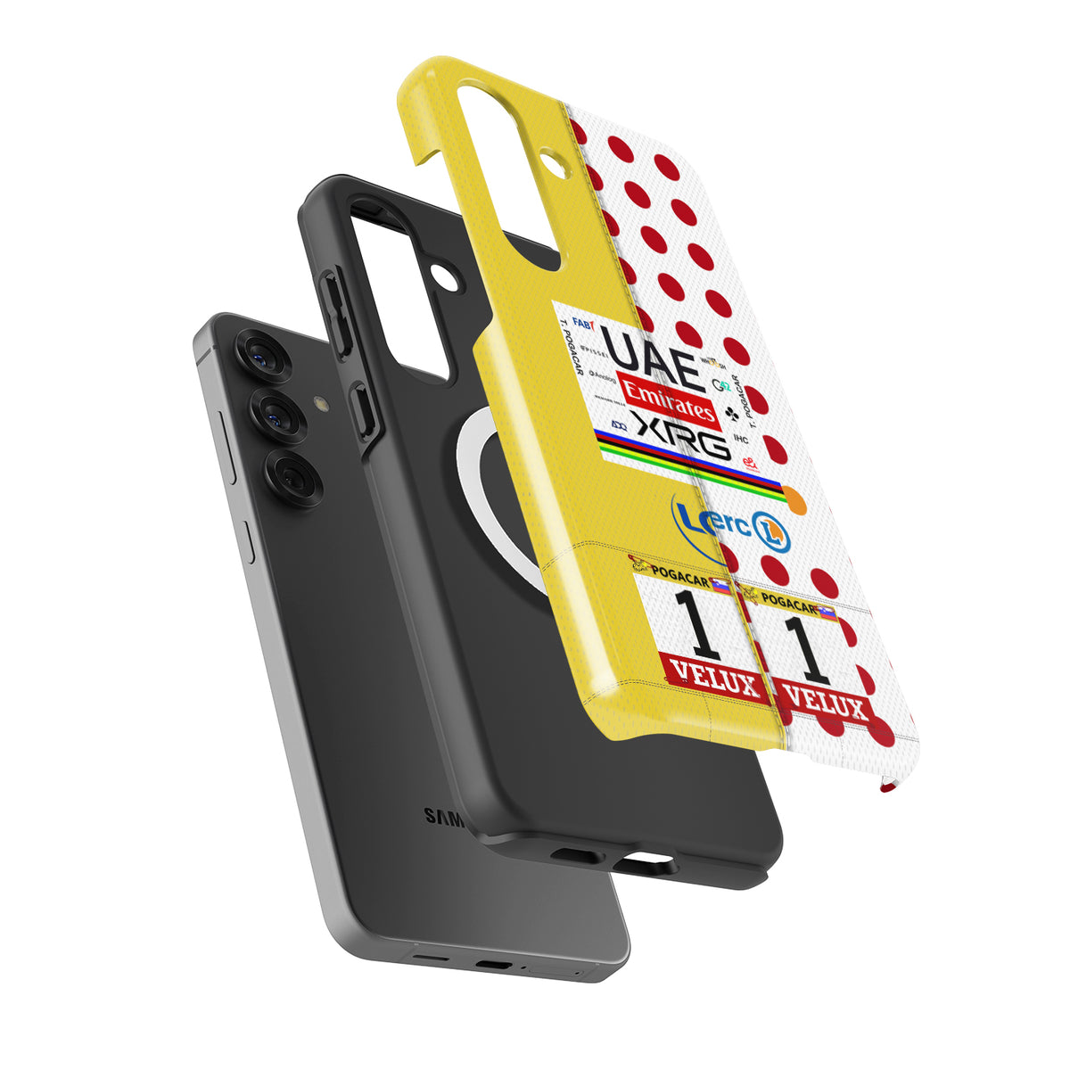 Tadej Pogačar "Double Glory" 2025 Tour de France Samsung Case (Yellow & Polka Dot Edition)