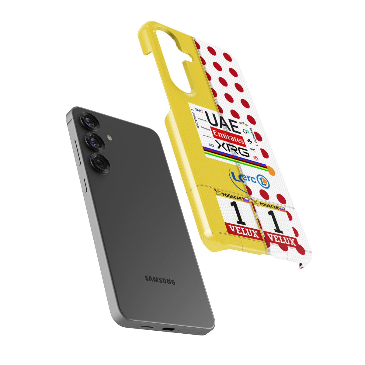 Tadej Pogačar "Double Glory" 2025 Tour de France Samsung Case (Yellow & Polka Dot Edition)