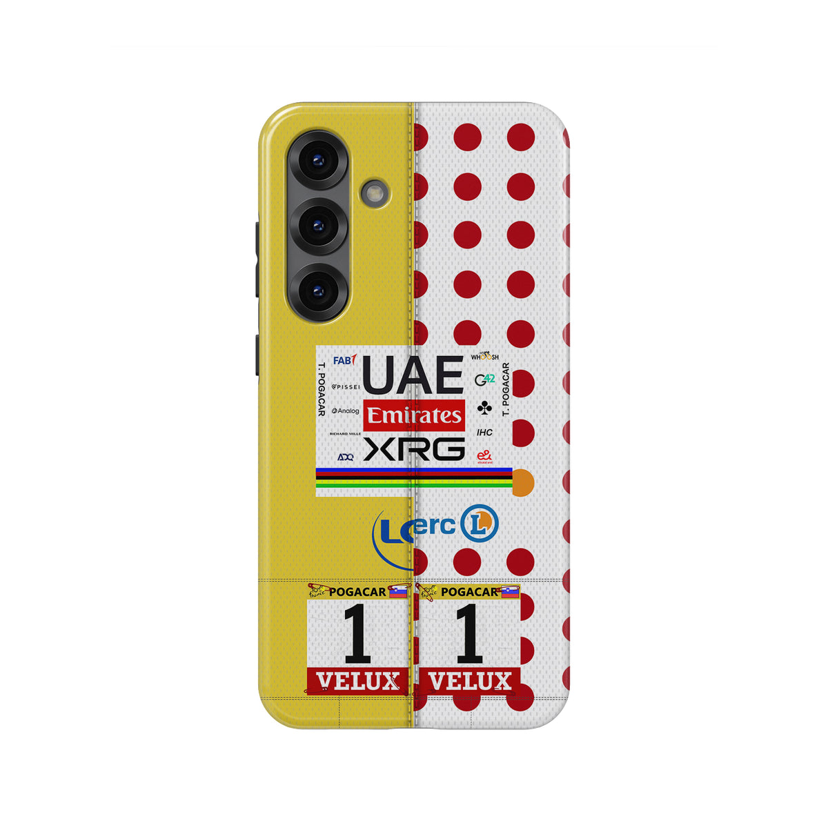 Tadej Pogačar "Double Glory" 2025 Tour de France Samsung Case (Yellow & Polka Dot Edition)