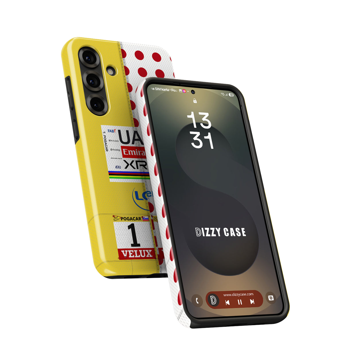 Tadej Pogačar "Double Glory" 2025 Tour de France Samsung Case (Yellow & Polka Dot Edition)