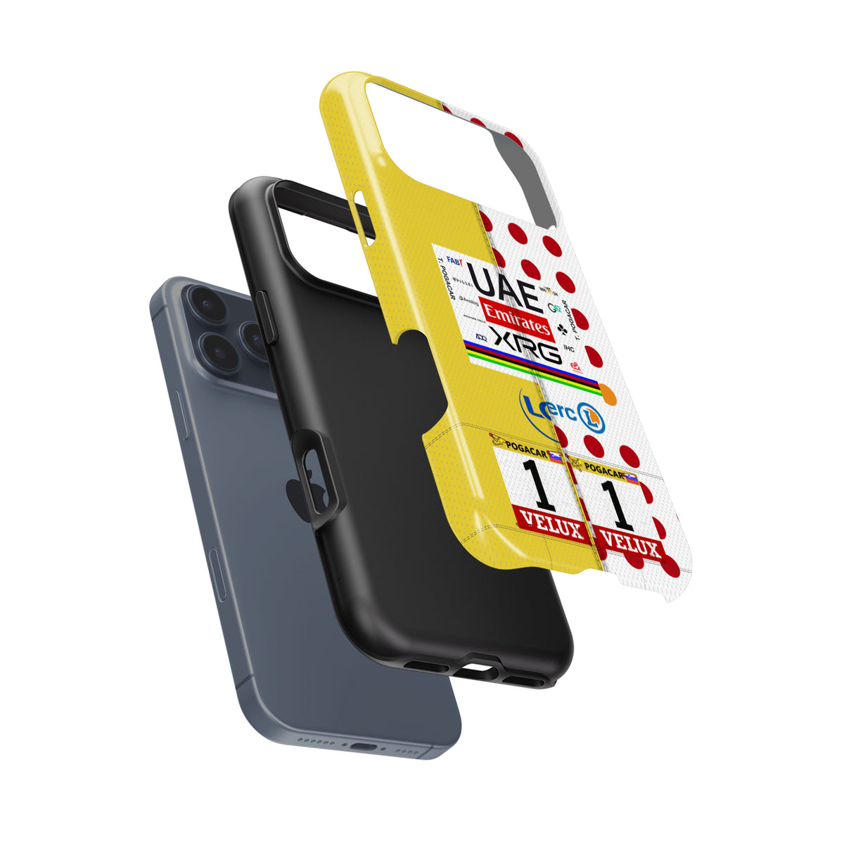 Tadej Pogačar Dual Jersey Phone Case – Yellow & Polka Dot Tour Tribute (Pixel, OnePlus, Xiaomi, Huawei)