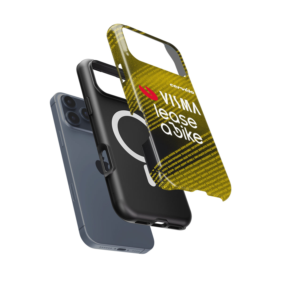 Team Visma–Lease a Bike 2025 TDF Special Edition Phone Case – Yellow & Black Stripes (Pixel / OnePlus / Xiaomi / Huawei)