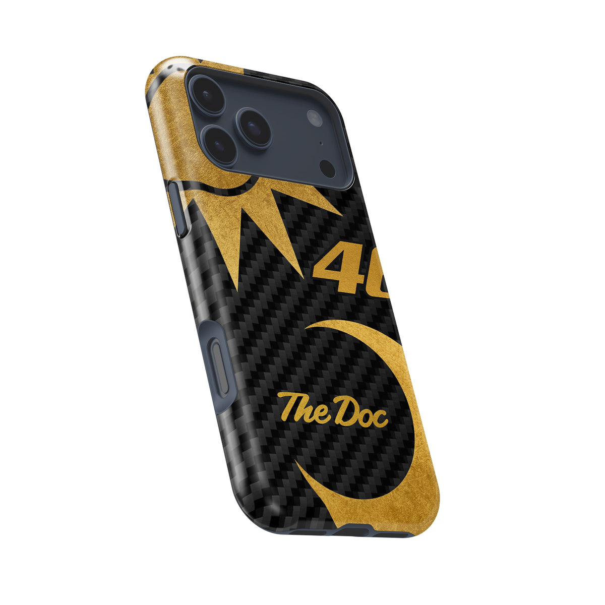 Valentino Rossi VR46 Anniversario Gold Carbon Phone Case – The Doctor Edition for iPhone