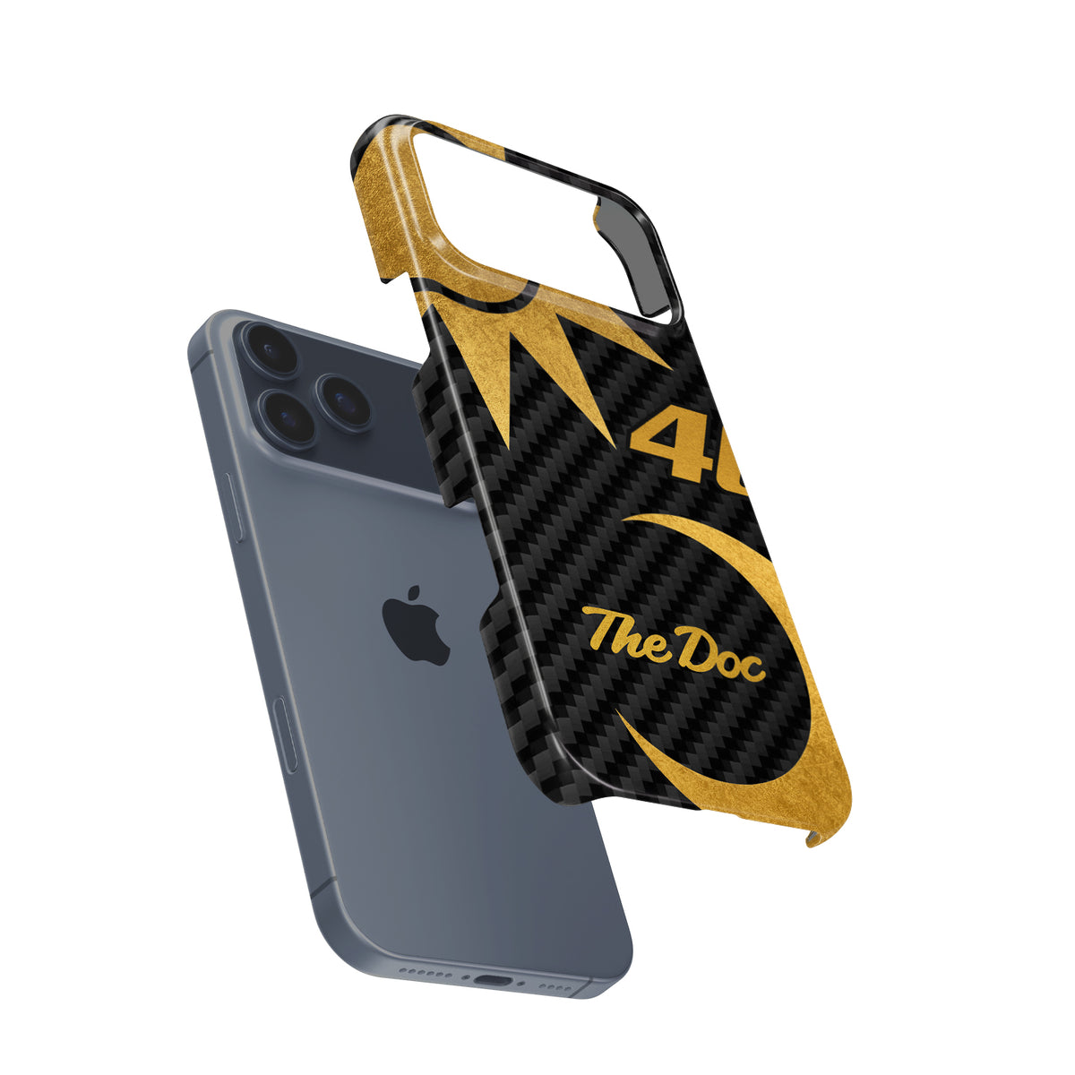 Valentino Rossi VR46 Anniversario Gold Carbon Phone Case – The Doctor Edition for iPhone
