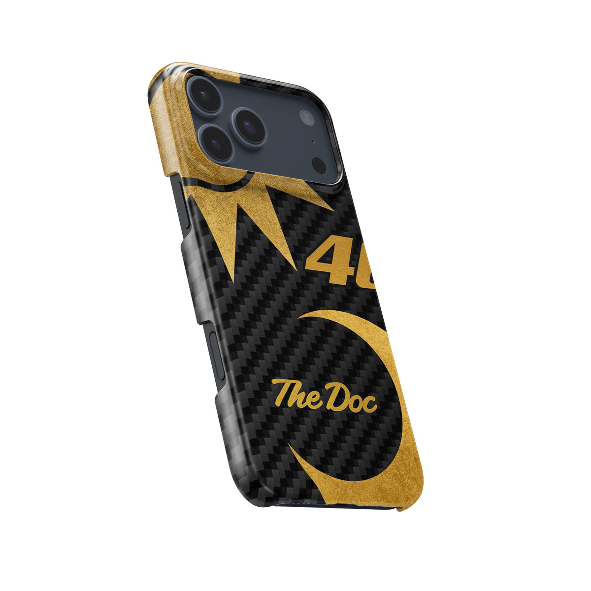 Valentino Rossi VR46 Anniversario Gold Carbon Phone Case – The Doctor Edition for iPhone
