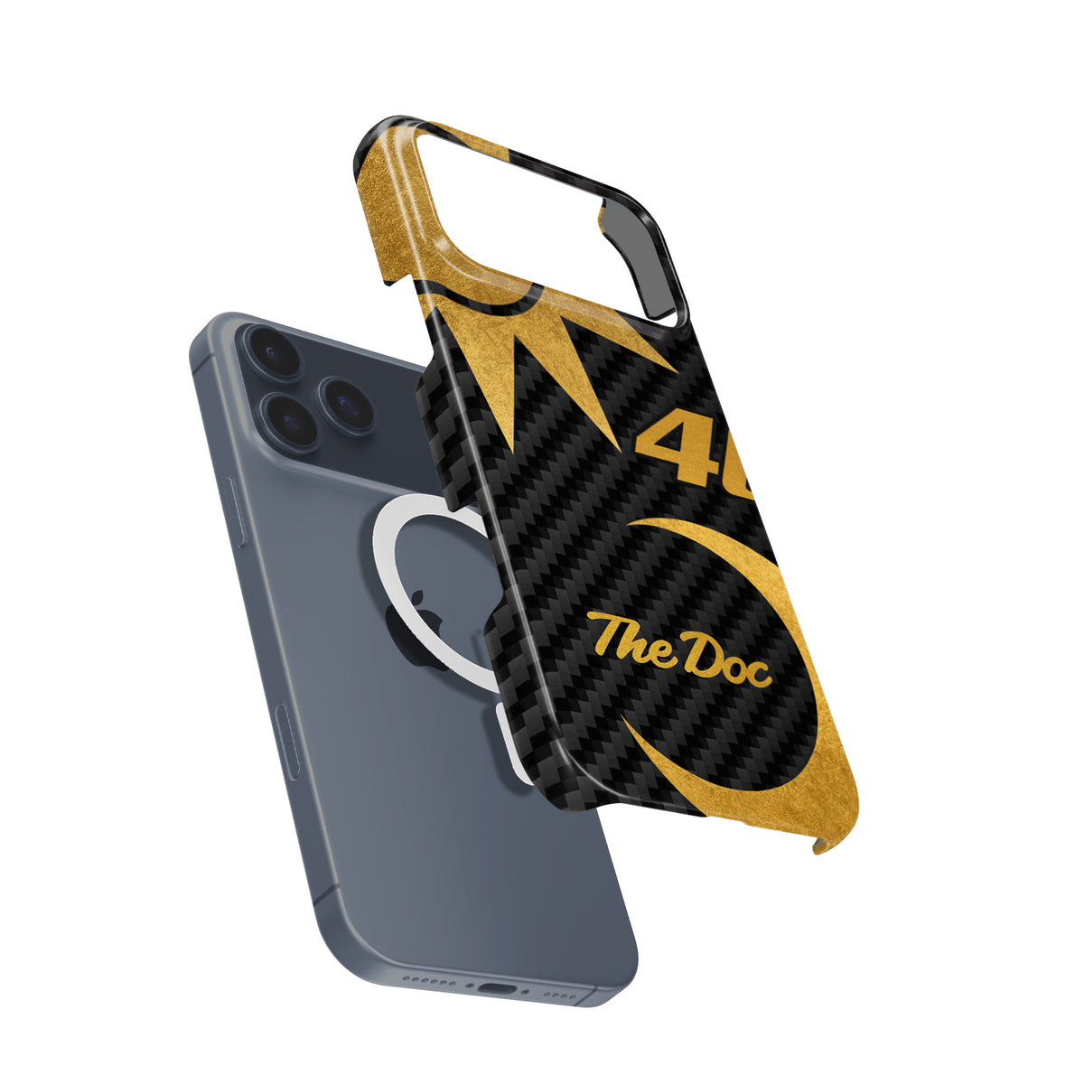 Valentino Rossi VR46 Anniversario Gold Carbon Phone Case – The Doctor Edition for iPhone