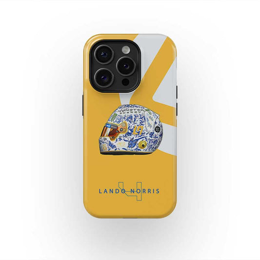 Lando Norris Hungarian GP 2024 Helmet Porcelain Design iPhone Case