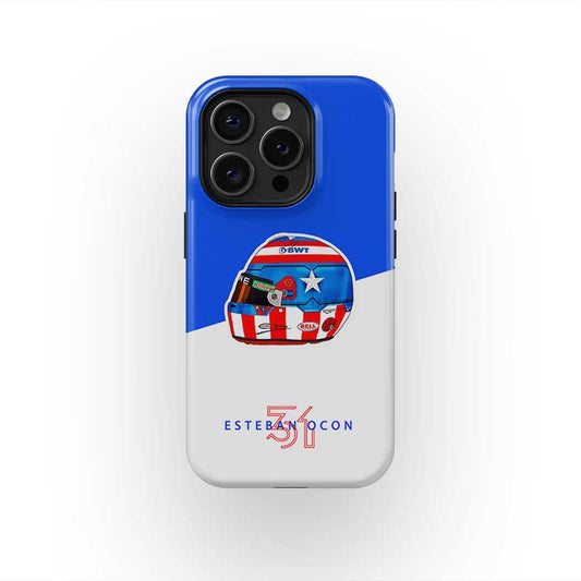 Esteban Ocon Captain America Helmet iPhone Case – Las Vegas 2024 Edition