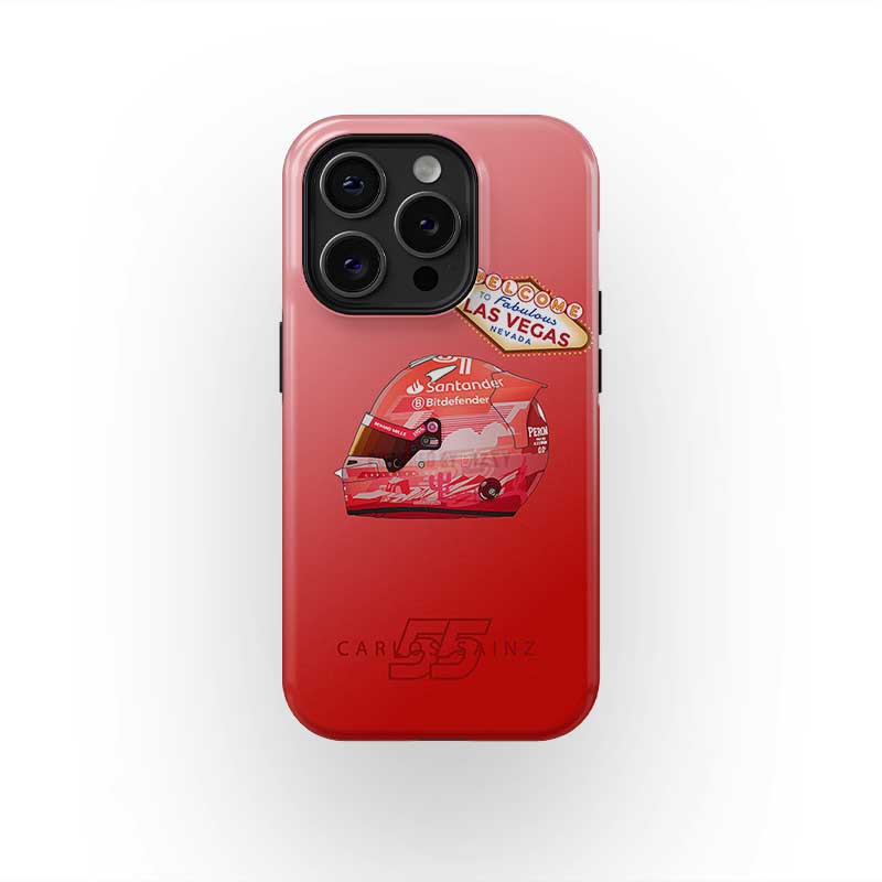 Carlos Sainz 2024 Las Vegas Grand Prix Helmet iPhone Case – F1 Fan Edition