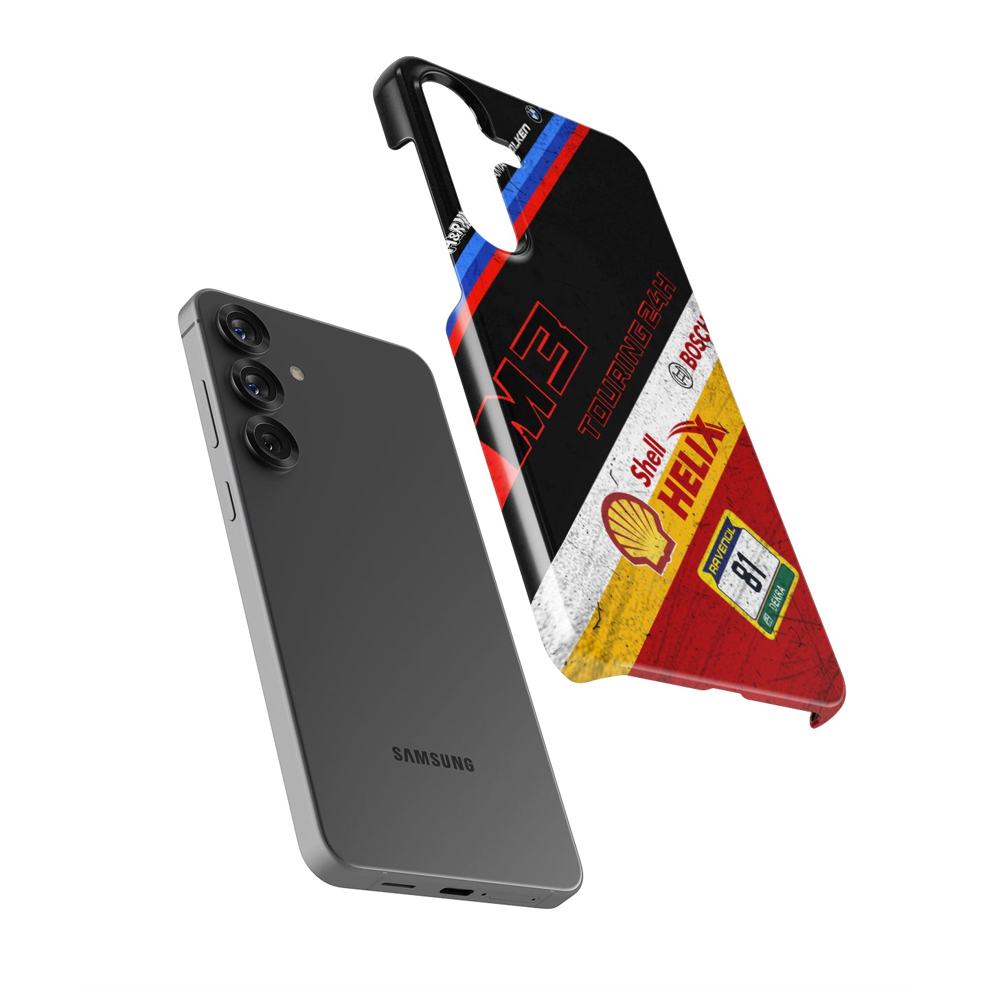 BMW M3 Touring 24H number 81 race-worn Samsung Galaxy case with racing scars