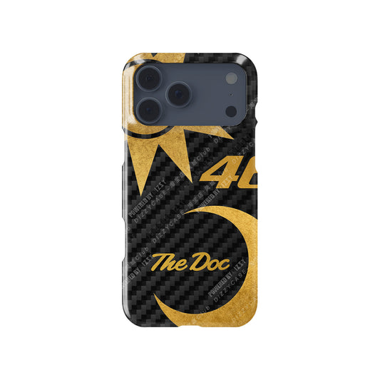 Valentino Rossi VR46 Anniversario Gold Carbon Phone Case – The Doctor Edition for iPhone