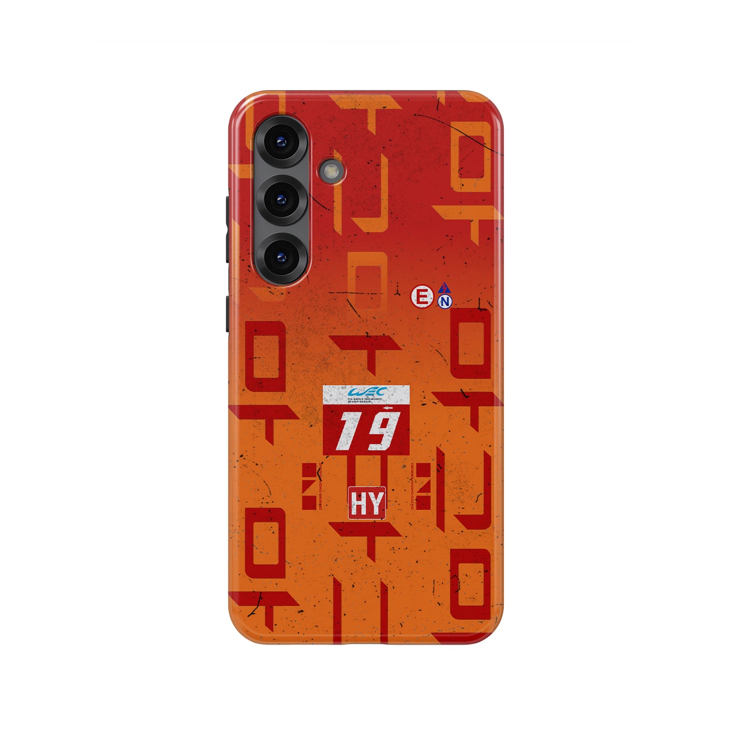 Genesis GMR-001 number 19 Le Mans Finisher Samsung case with orange race-worn livery