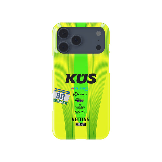 Grello 30th Anniversary 911 racing livery inspired iPhone phone case in fluorescent yellow green