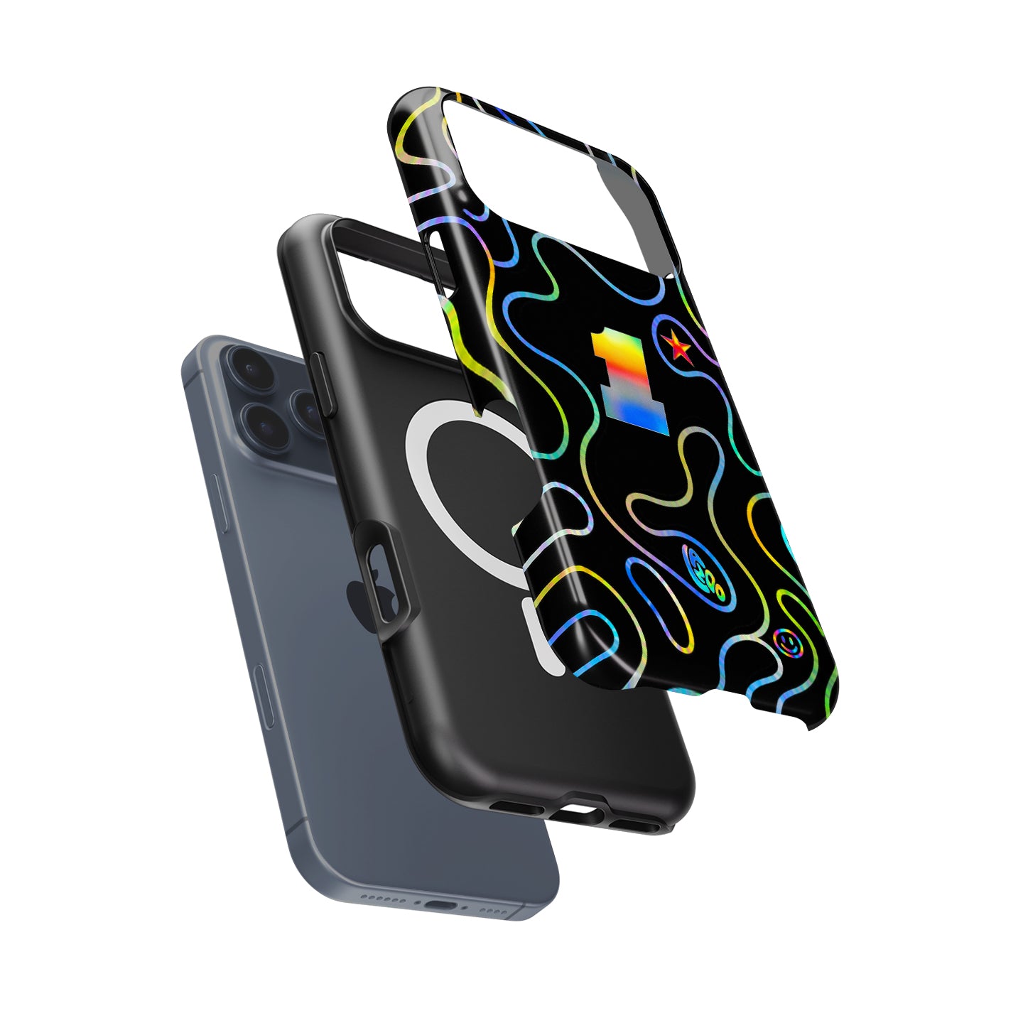 Holographic Neon Racing Lines iPhone Case