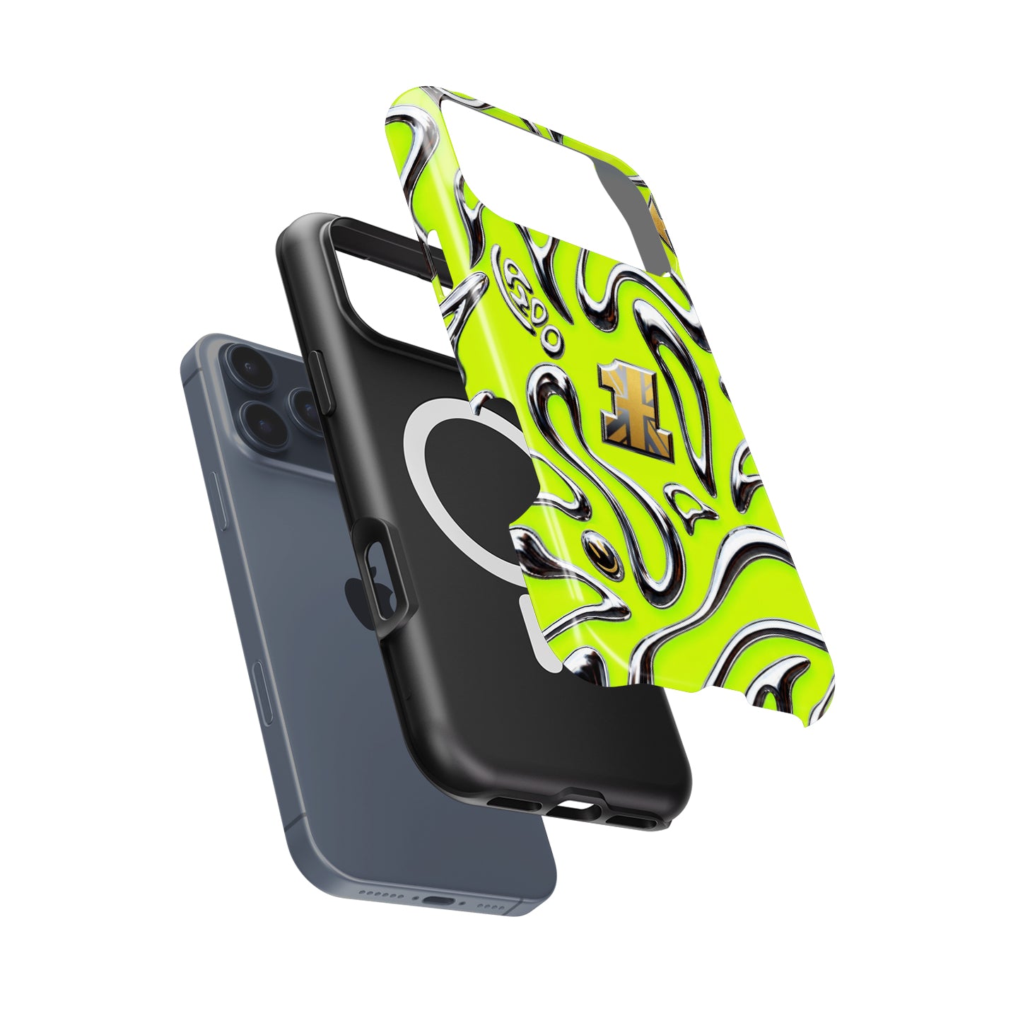 Neon Lime Chrome Racing Flow iPhone Case