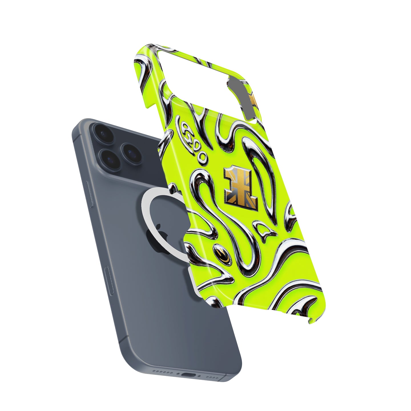 Neon Lime Chrome Racing Flow iPhone Case