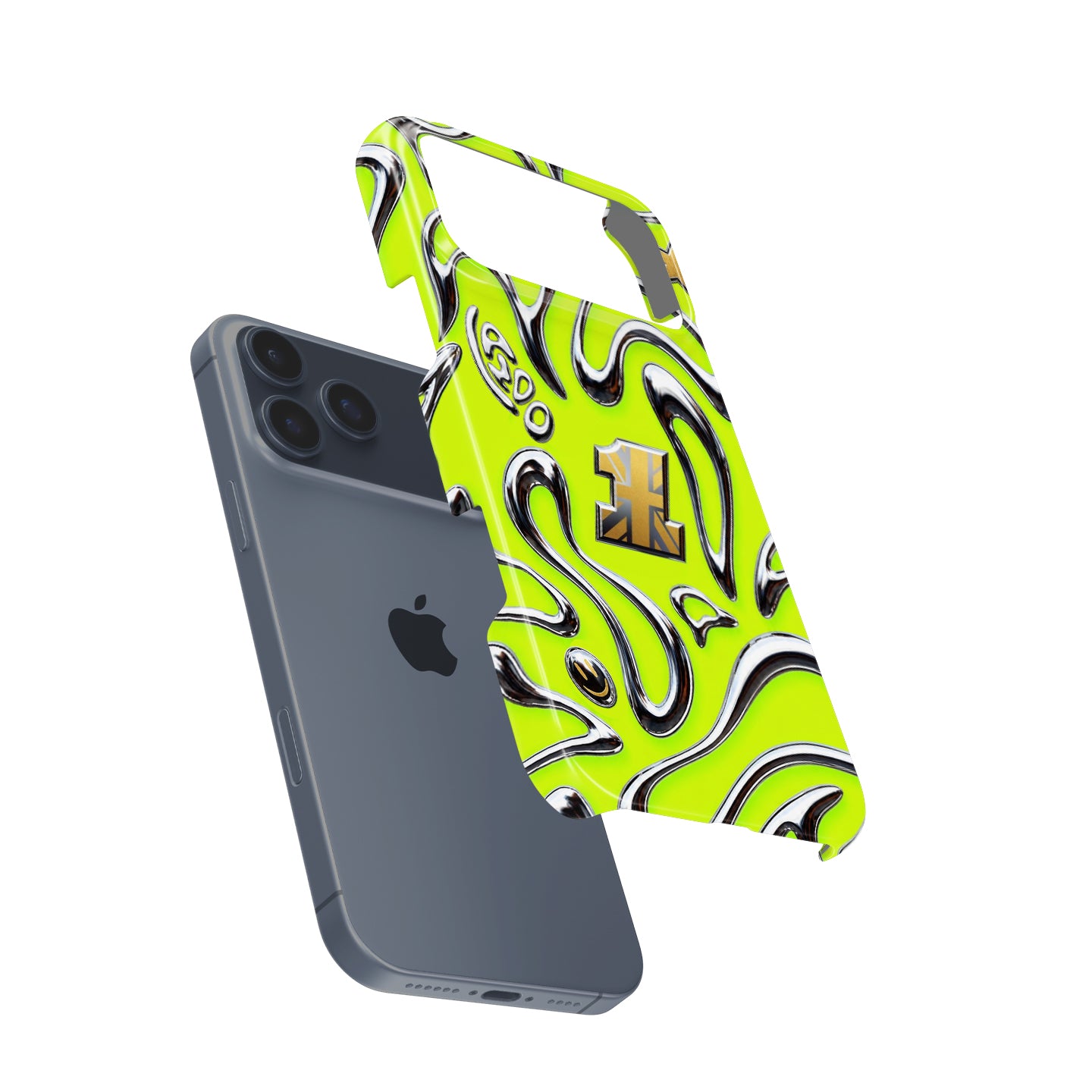 Neon Lime Chrome Racing Flow iPhone Case