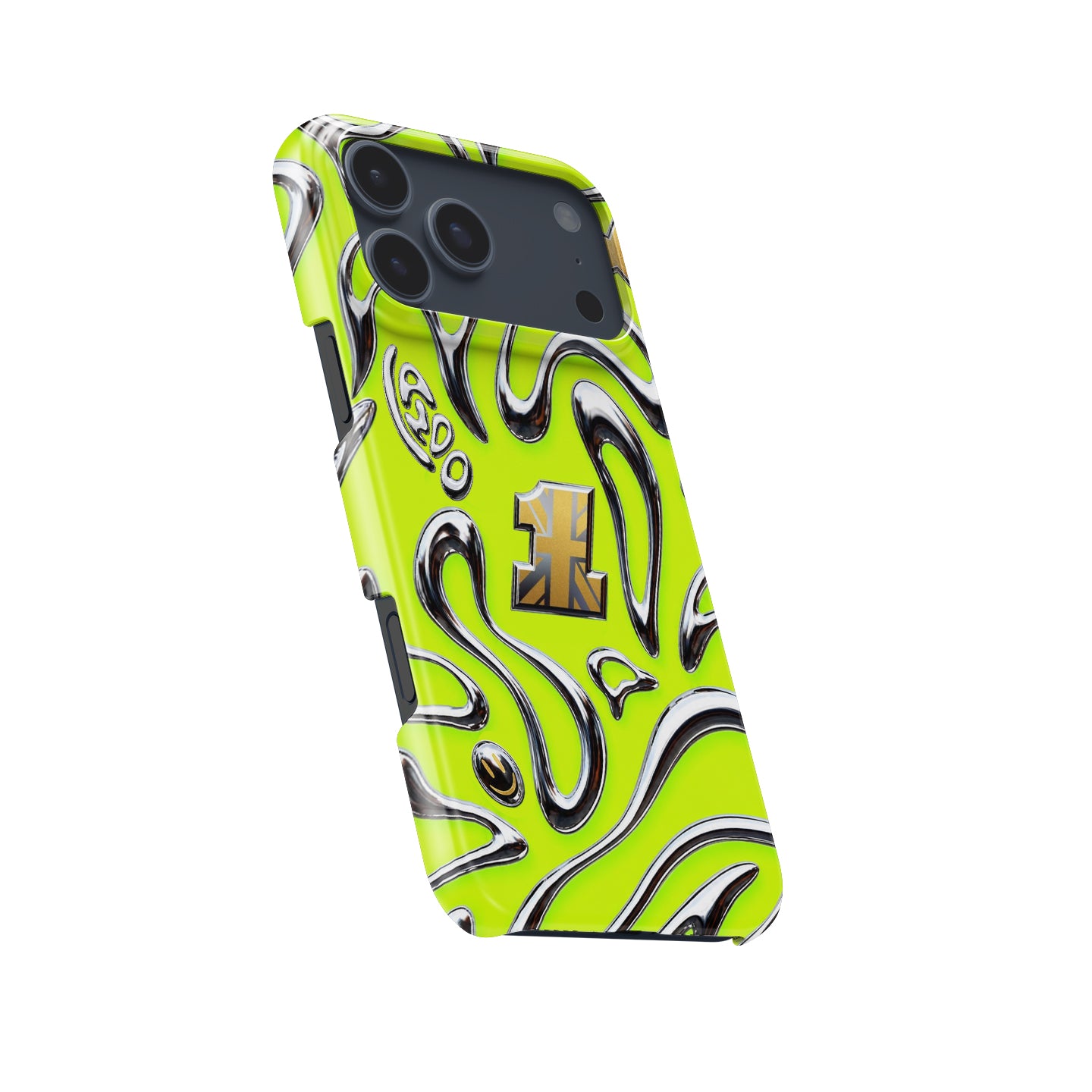 Neon Lime Chrome Racing Flow iPhone Case