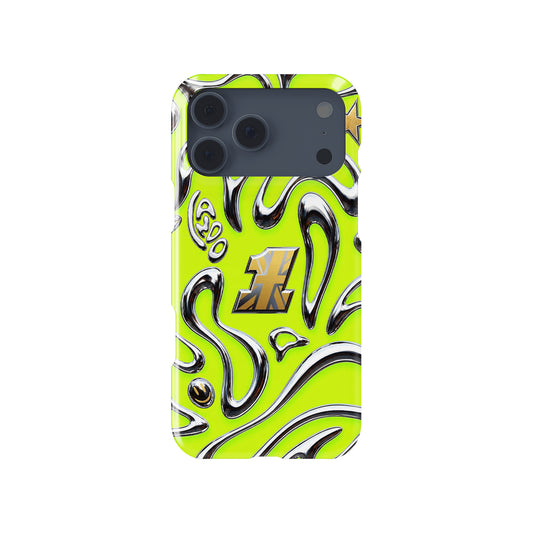 Neon Lime Chrome Racing Flow iPhone Case