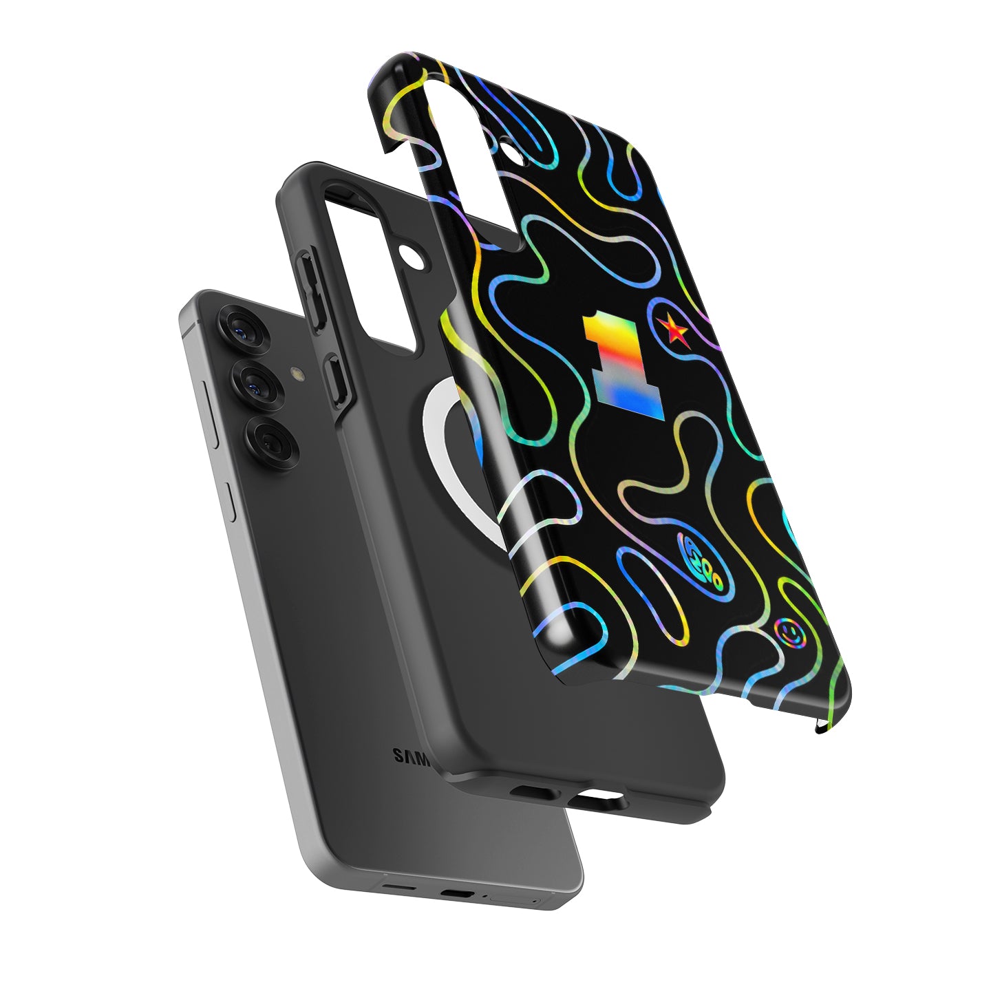 Holographic Neon Racing Lines Samsung Case