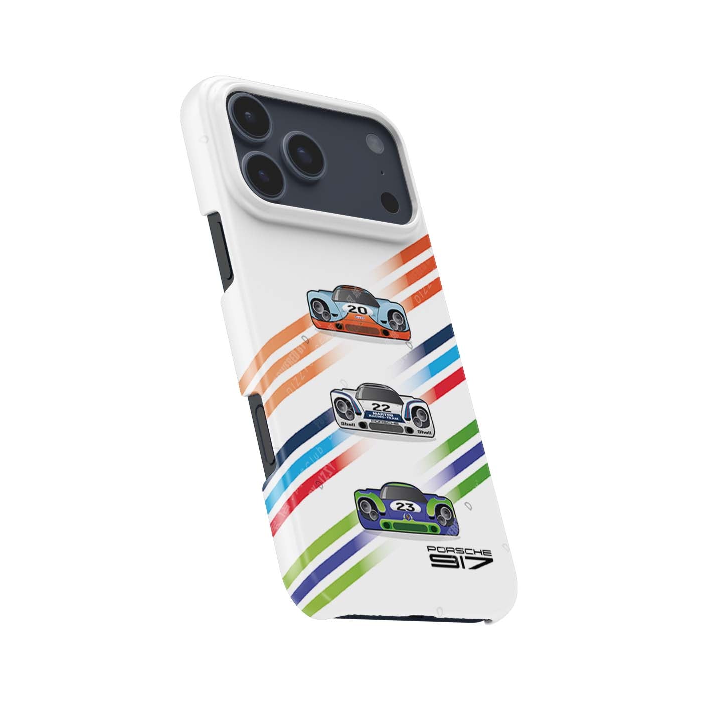 Iconic Porsche 917 Racing iPhone Case – Gulf, Martini, and Hippie Liveries