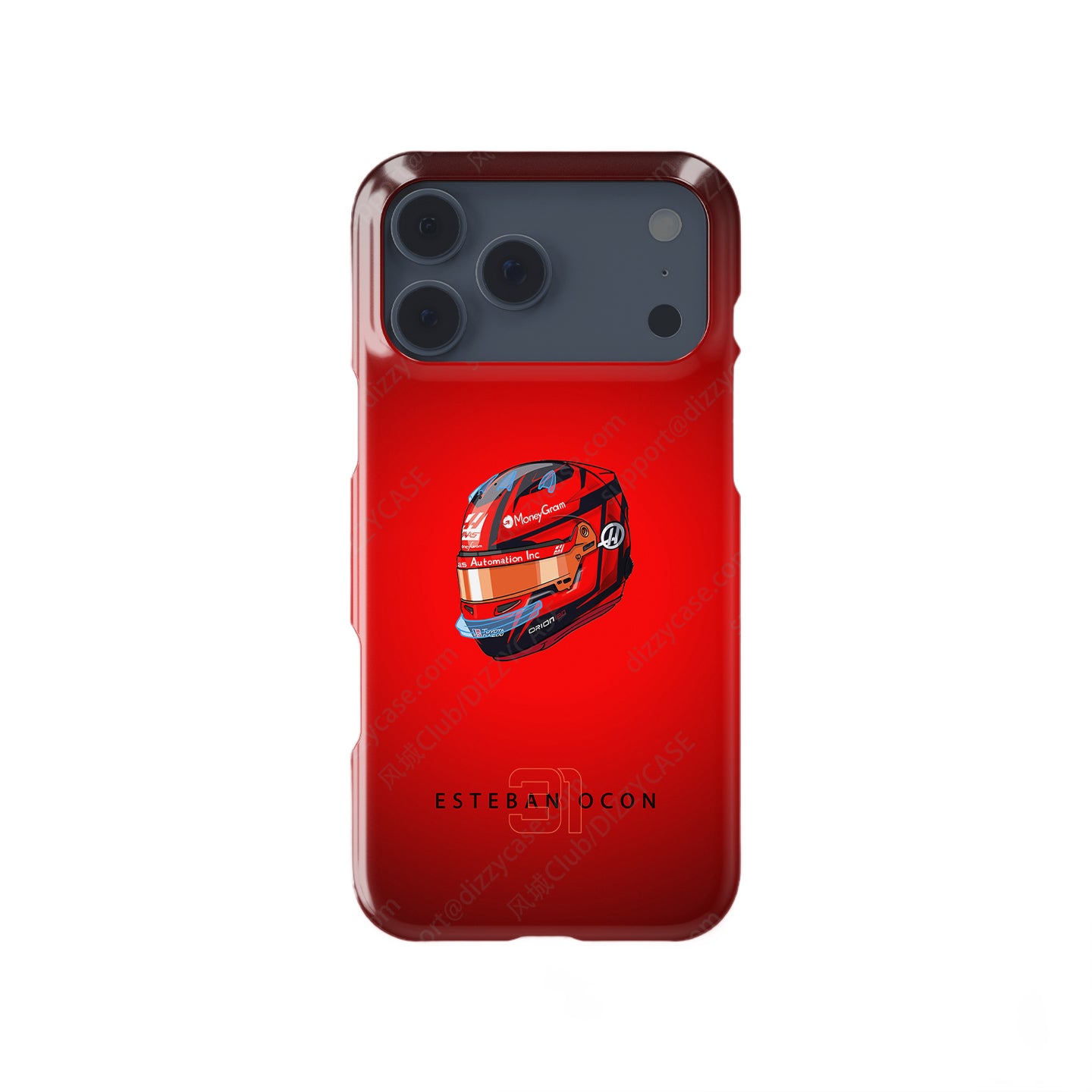 Esteban Ocon 2025 Helmet Phone Case – Bold Red Tribute for iPhone (Haas Edition) | DIZZY CASE