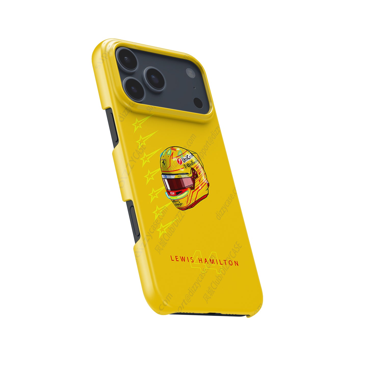 Lewis Hamilton 2025 Ferrari Helmet Phone Case – Yellow Edition for iPhone
