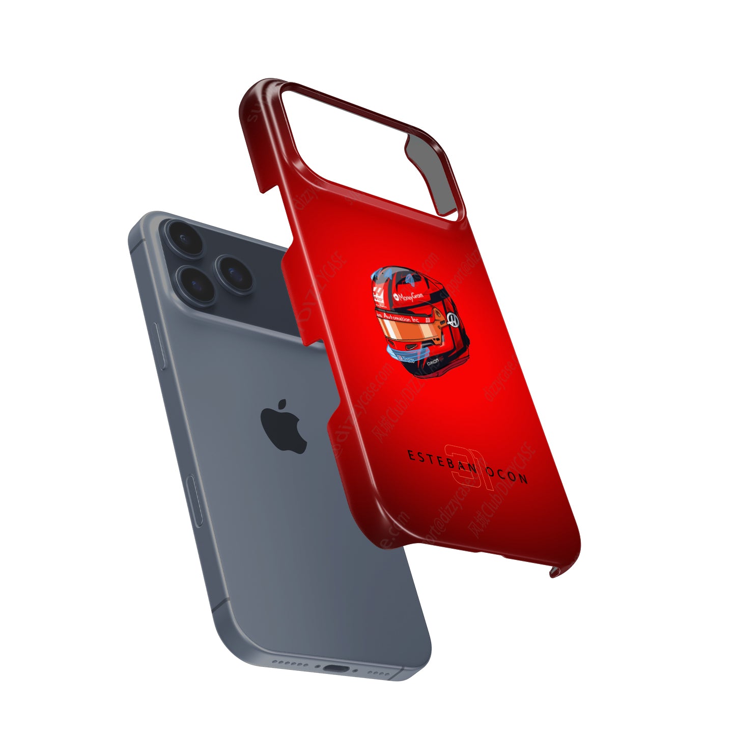 Esteban Ocon 2025 Helmet Phone Case – Bold Red Tribute for iPhone (Haas Edition) | DIZZY CASE