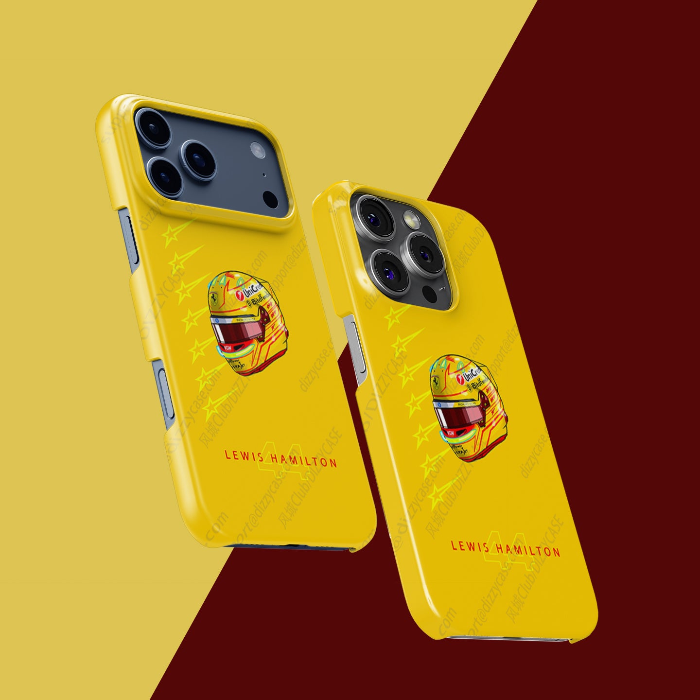Lewis Hamilton 2025 Ferrari Helmet Phone Case – Yellow Edition for iPhone