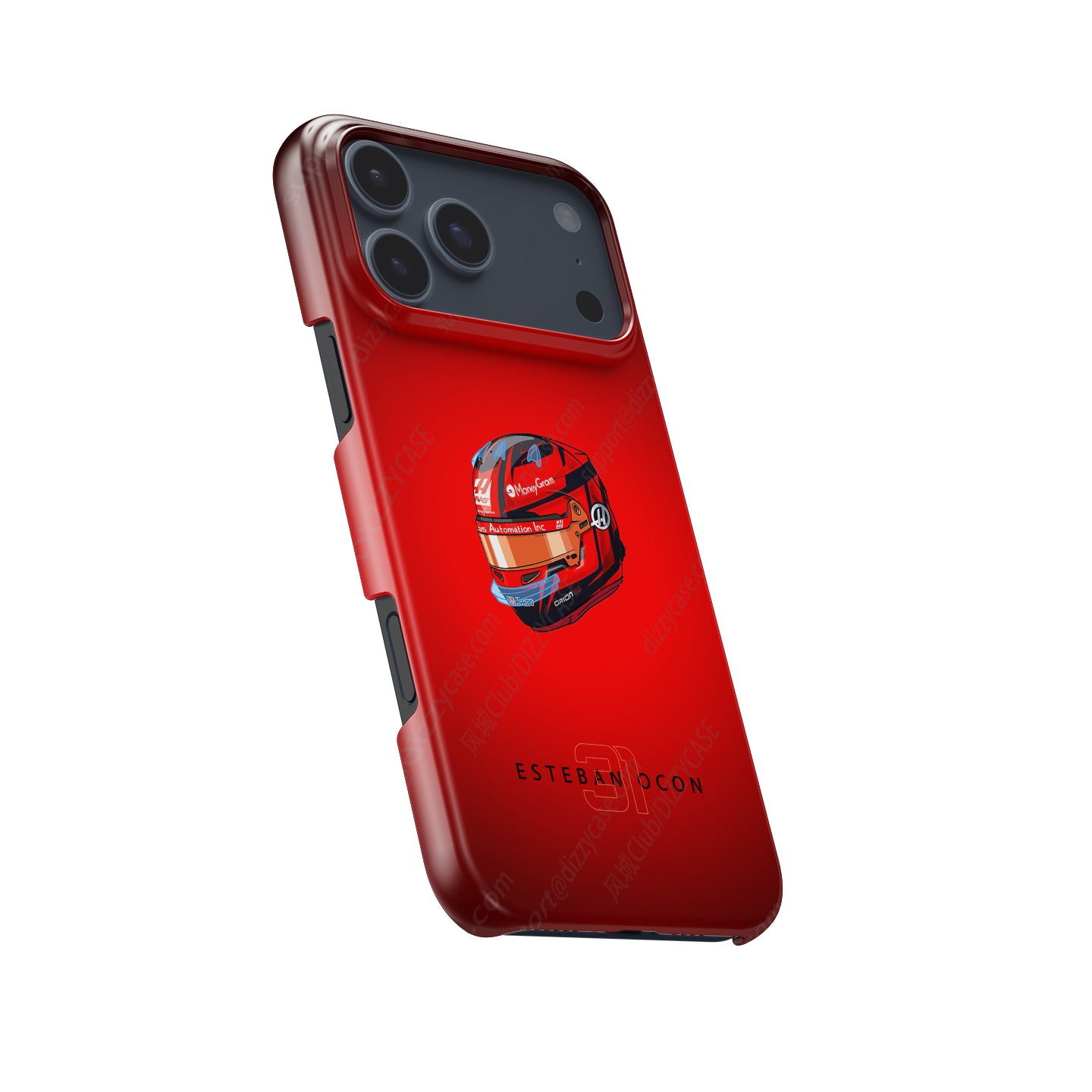 Esteban Ocon 2025 Helmet Phone Case – Bold Red Tribute for iPhone (Haas Edition) | DIZZY CASE