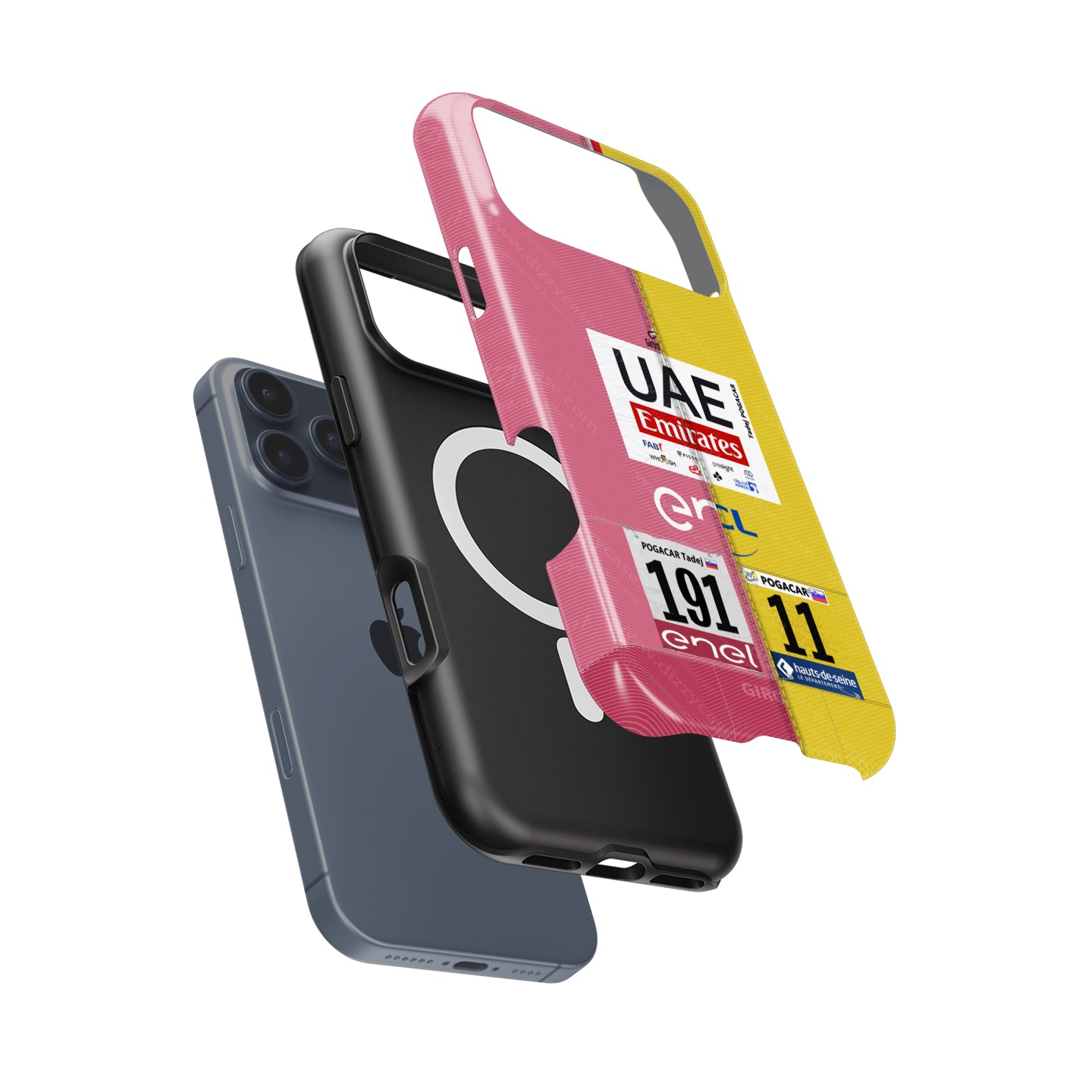 Tadej Pogacar 2024 Dual Triumph Yellow & Pink Jersey Phone Case by DIZZY