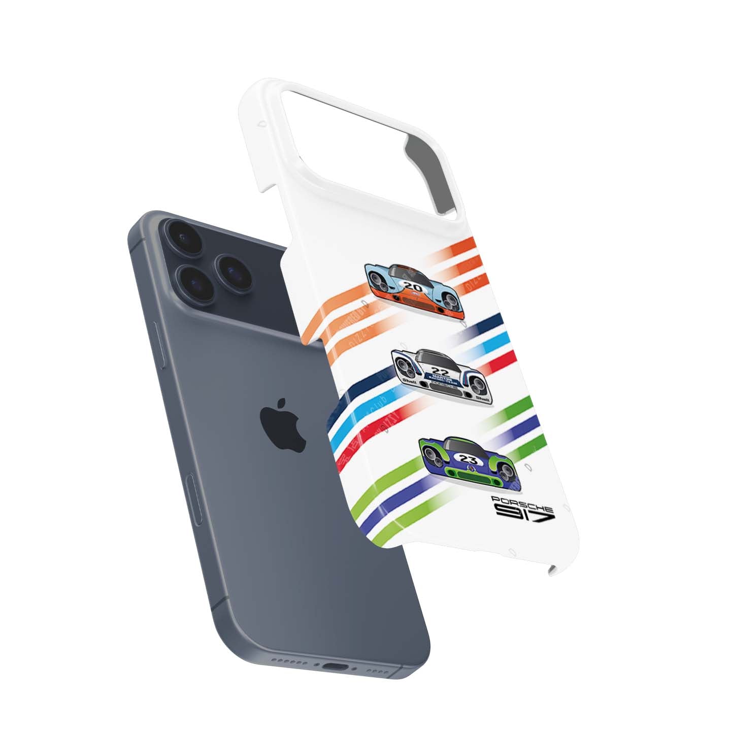 Iconic Porsche 917 Racing iPhone Case – Gulf, Martini, and Hippie Liveries