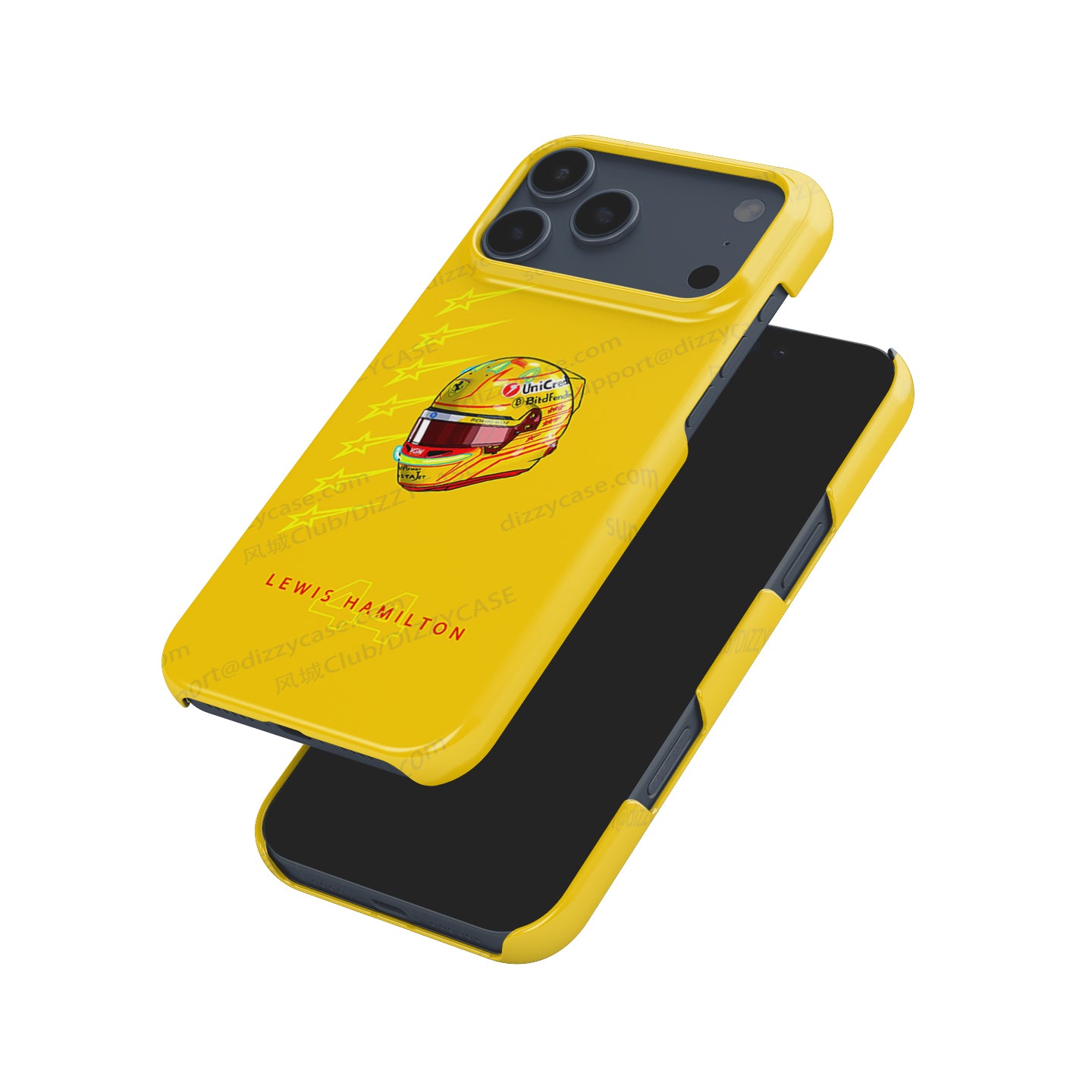 Lewis Hamilton 2025 Ferrari Helmet Phone Case – Yellow Edition for iPhone