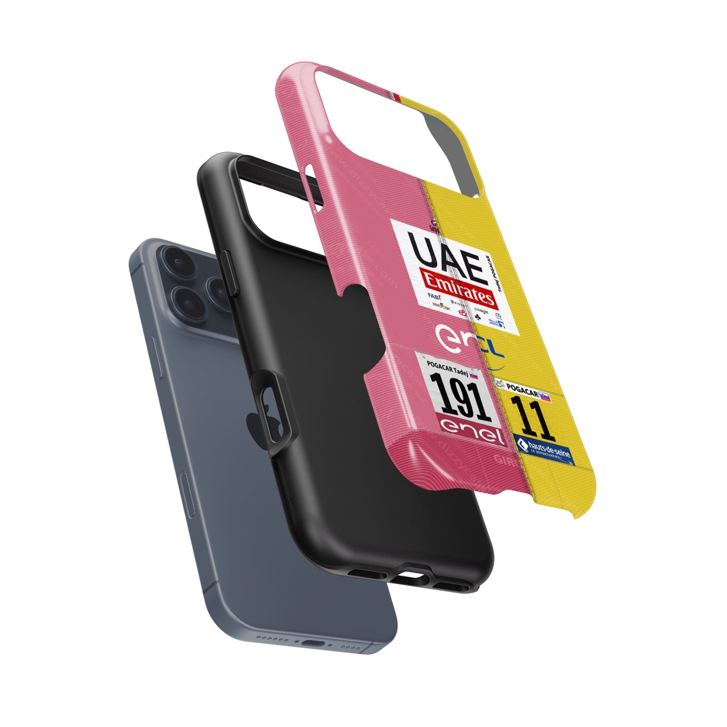 Tadej Pogacar 2024 Dual Triumph Yellow & Pink Jersey Phone Case by DIZZY
