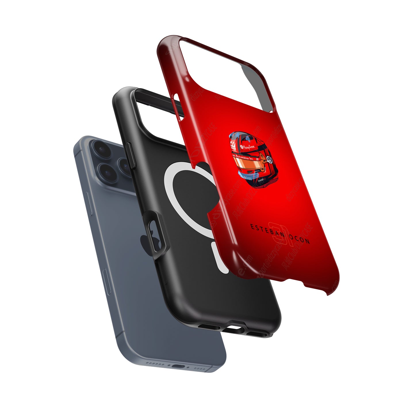 Esteban Ocon 2025 Helmet Phone Case – Bold Red Tribute for iPhone (Haas Edition) | DIZZY CASE