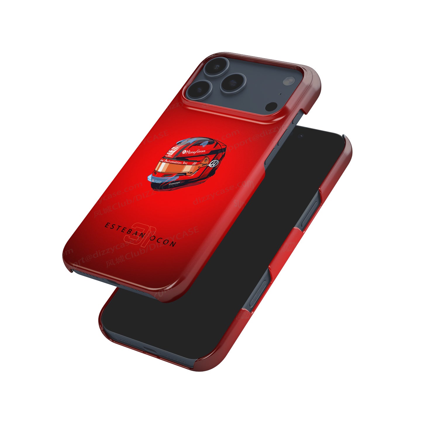 Esteban Ocon 2025 Helmet Phone Case – Bold Red Tribute for iPhone (Haas Edition) | DIZZY CASE