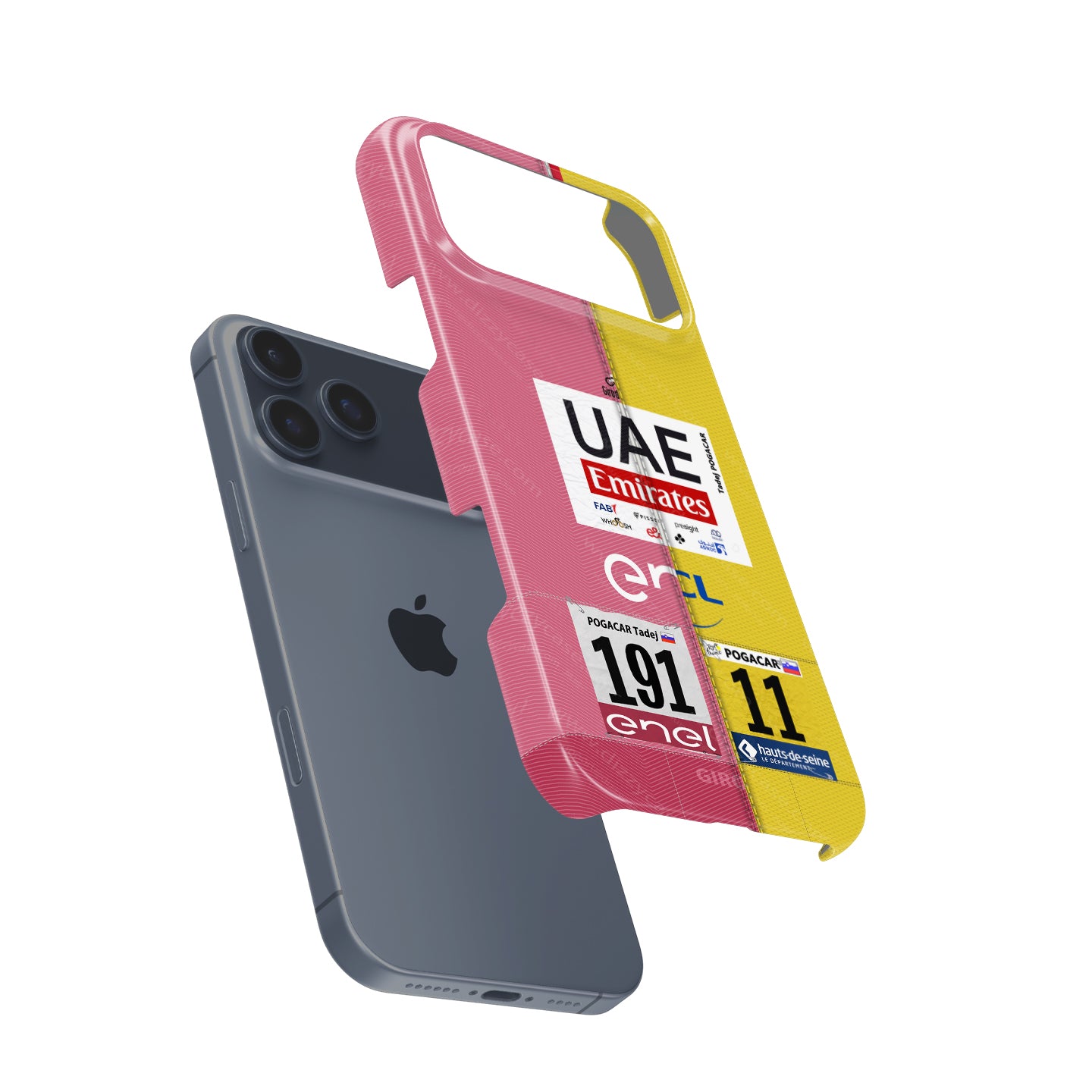 Tadej Pogacar 2024 Dual Triumph Yellow & Pink Jersey Phone Case by DIZZY