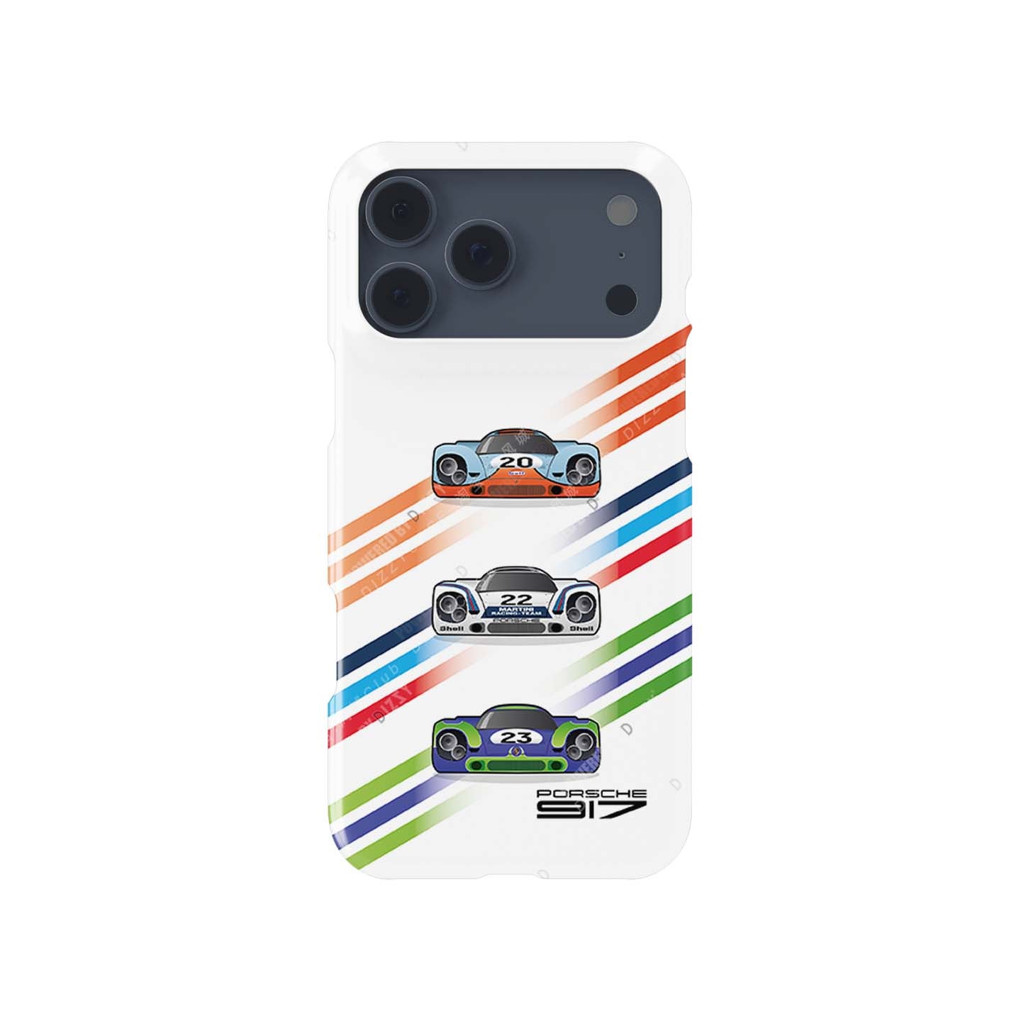 Iconic Porsche 917 Racing iPhone Case – Gulf, Martini, and Hippie Liveries