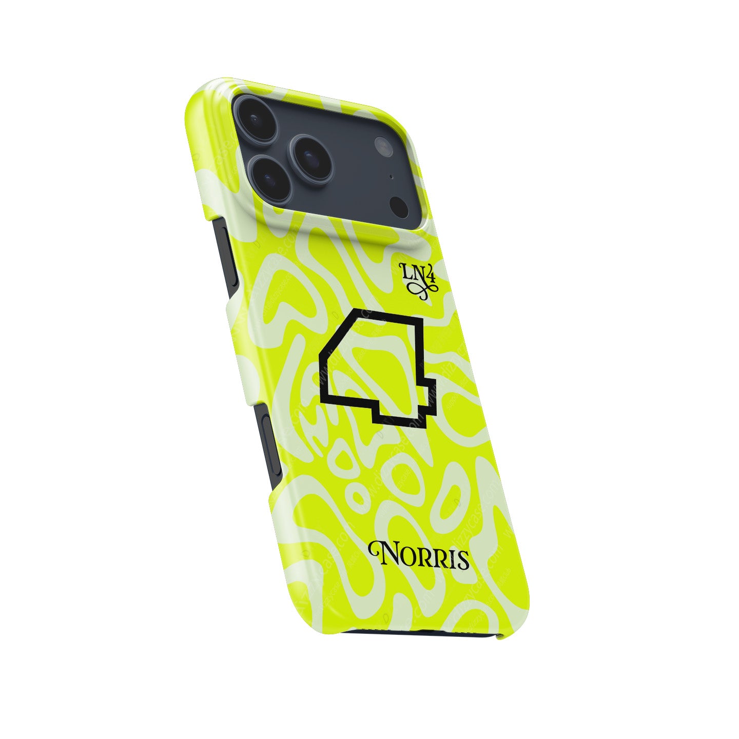 Lando Norris GRANDSTAND ’25 Phone Case – Fluoro Lime Edition for iPhone